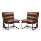 Glitzhome, 2er-Set moderner ergonomischer armloser PU-Akzentsessel, 30.25 H