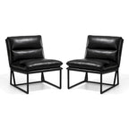Glitzhome, 2er-Set moderner ergonomischer armloser PU-Akzentsessel, 30.25 H
