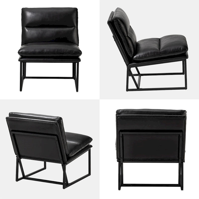Glitzhome, 2er-Set moderner ergonomischer armloser PU-Akzentsessel, 30.25 H