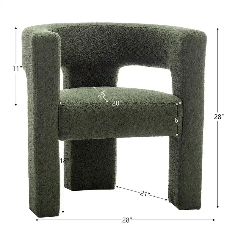 KINWELL 28 Zoll breiter, gepolsterter Bouclé-Sessel mit quadratischen Armlehnen (2er-Set)