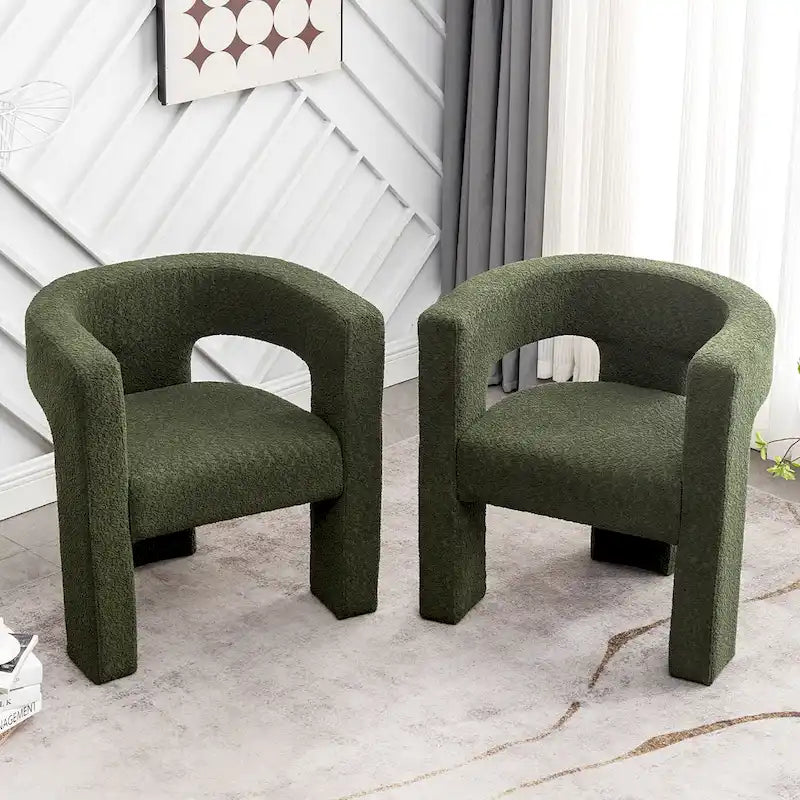 KINWELL 28 Zoll breiter, gepolsterter Bouclé-Sessel mit quadratischen Armlehnen (2er-Set)