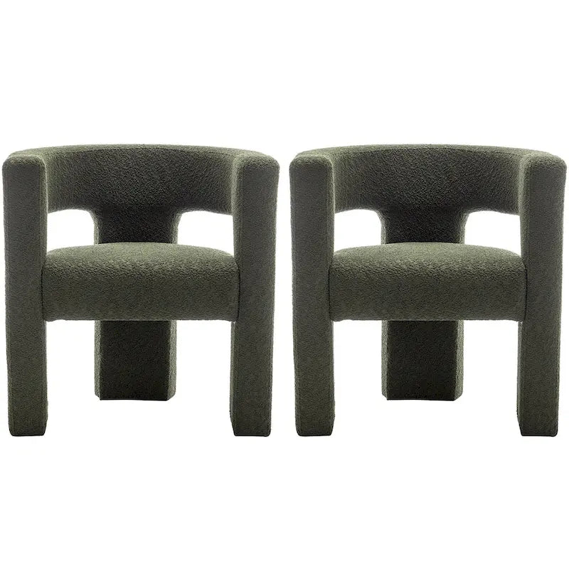 KINWELL 28 Zoll breiter, gepolsterter Bouclé-Sessel mit quadratischen Armlehnen (2er-Set)