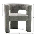 KINWELL 28 Zoll breiter, gepolsterter Bouclé-Sessel mit quadratischen Armlehnen (2er-Set)