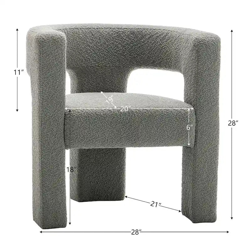 KINWELL 28 Zoll breiter, gepolsterter Bouclé-Sessel mit quadratischen Armlehnen (2er-Set)
