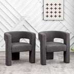 KINWELL 28 Zoll breiter, gepolsterter Bouclé-Sessel mit quadratischen Armlehnen (2er-Set)