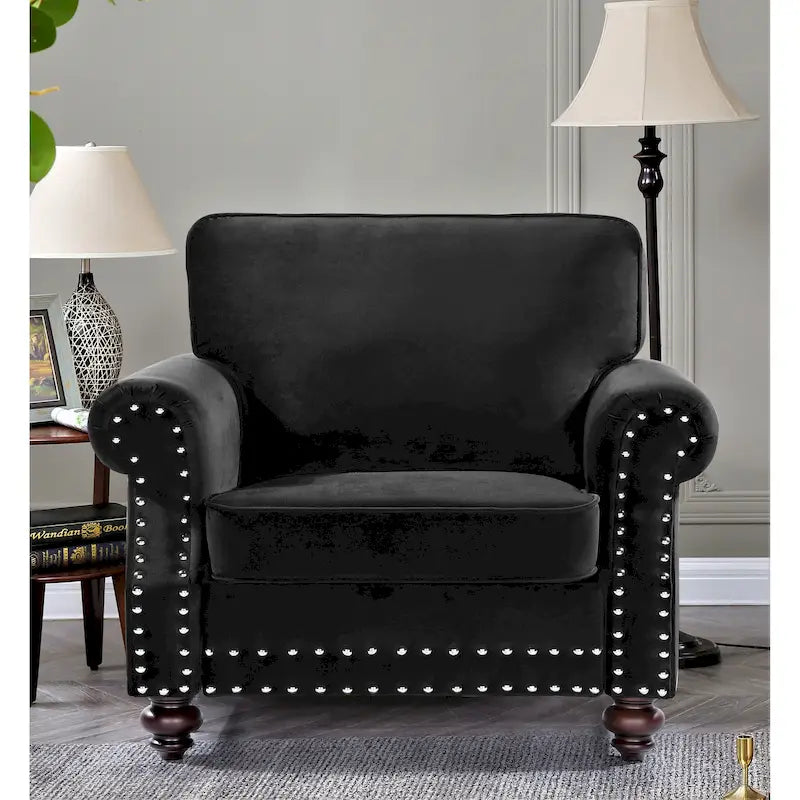 Suffield-fluwelen fauteuil met siernagels