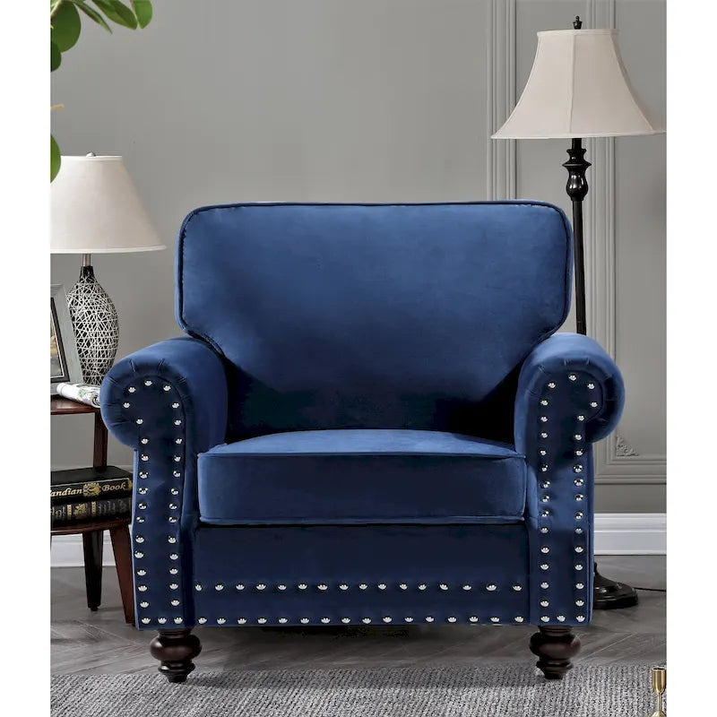 Suffield Velvet Nailhead Armchair