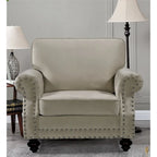 Suffield-fluwelen fauteuil met siernagels