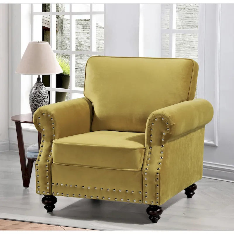 Suffield-fluwelen fauteuil met siernagels