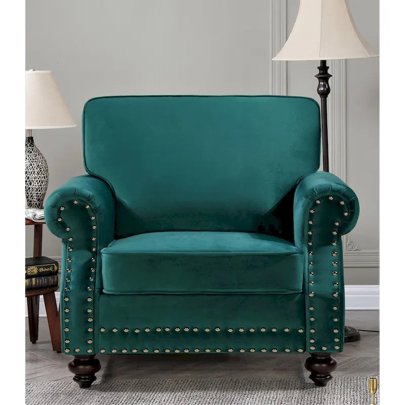 Suffield-fluwelen fauteuil met siernagels