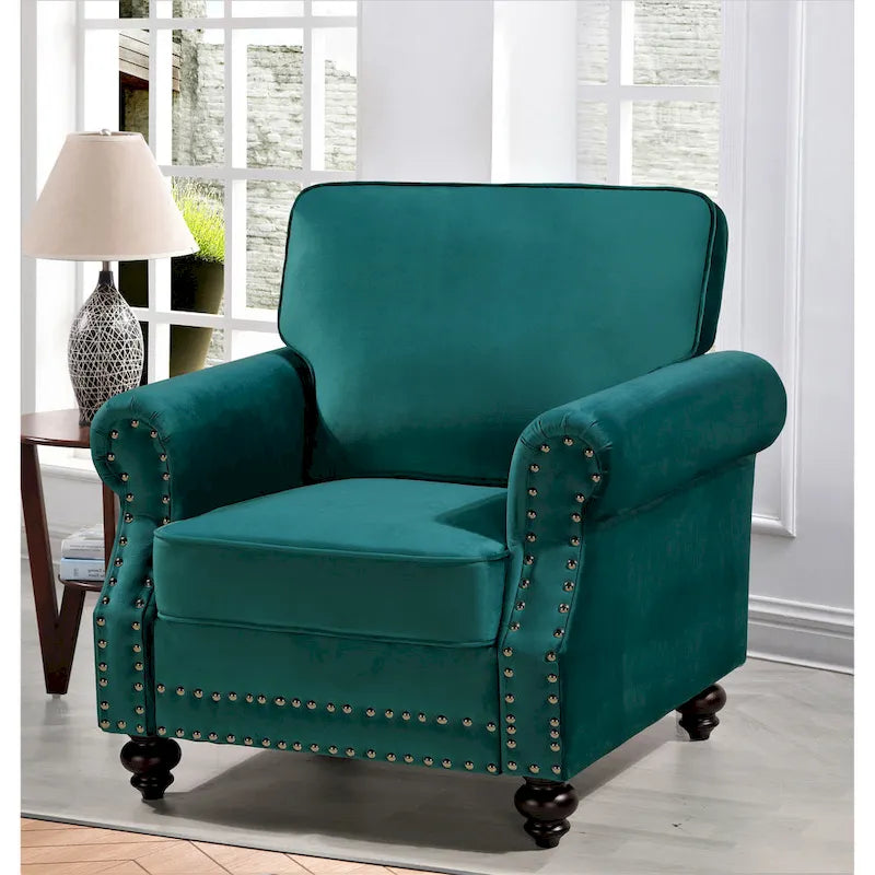 Suffield-fluwelen fauteuil met siernagels