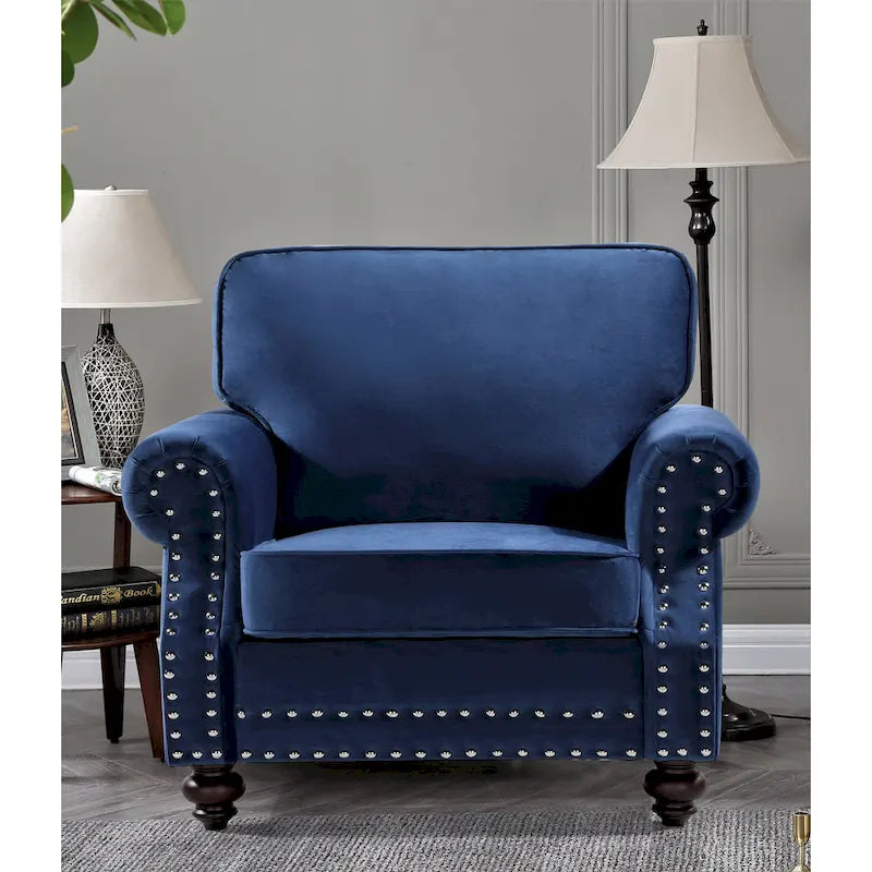 Suffield-fluwelen fauteuil met siernagels
