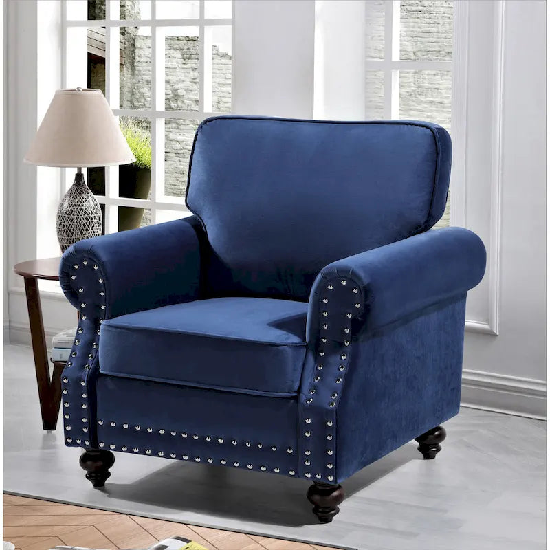 Suffield-fluwelen fauteuil met siernagels