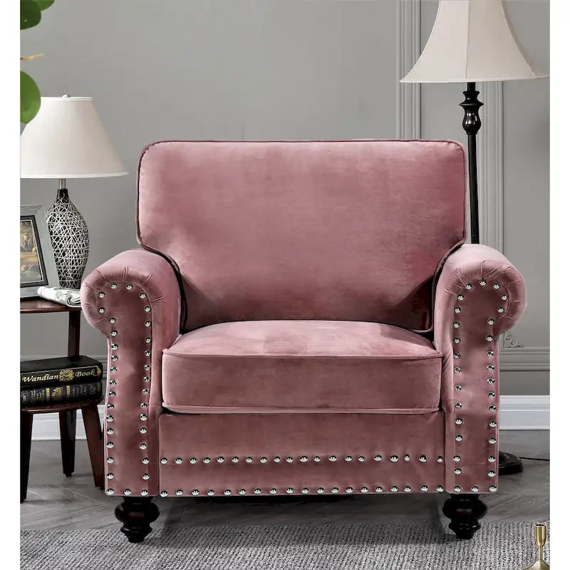 Suffield-fluwelen fauteuil met siernagels