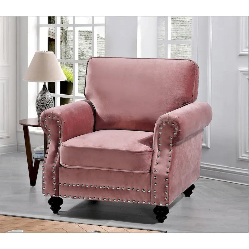 Suffield-fluwelen fauteuil met siernagels