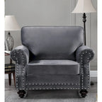 Suffield-fluwelen fauteuil met siernagels