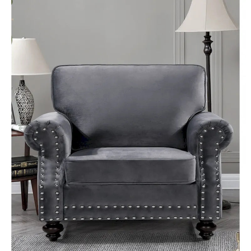 Suffield-fluwelen fauteuil met siernagels