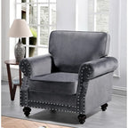 Suffield-fluwelen fauteuil met siernagels