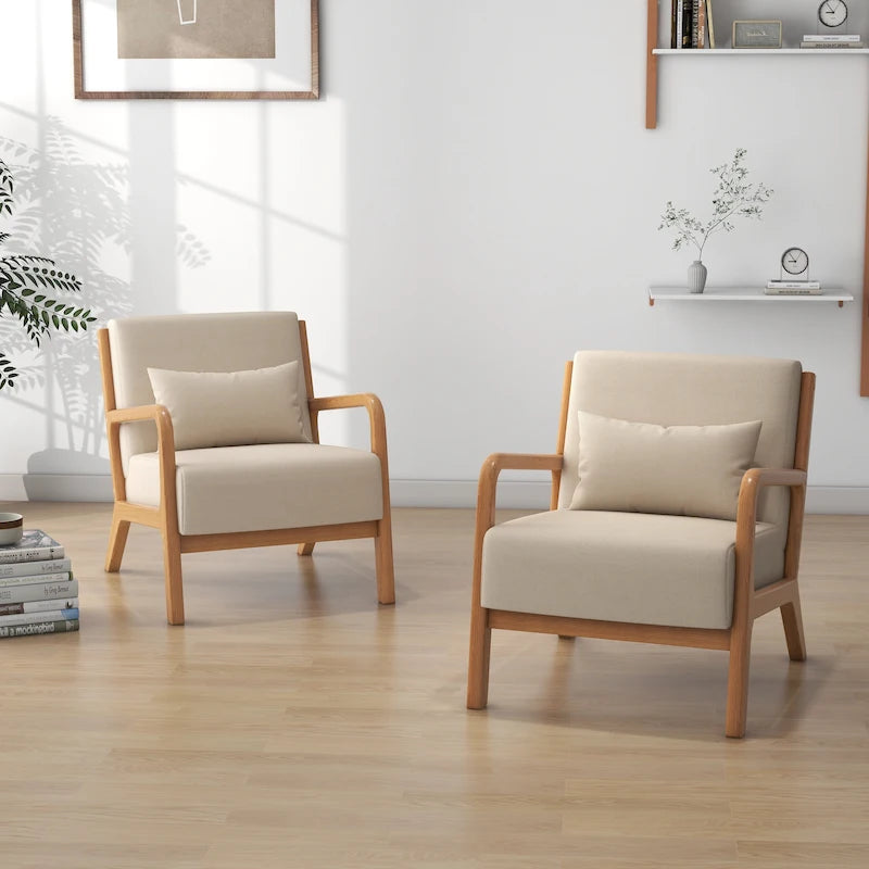 Leon moderne gestoffeerde accentfauteuils in mid-century-stijl – set van 2