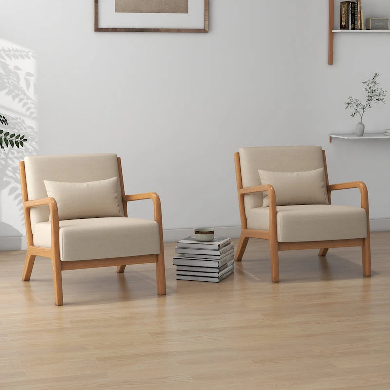 Leon moderne gestoffeerde accentfauteuils in mid-century-stijl – set van 2