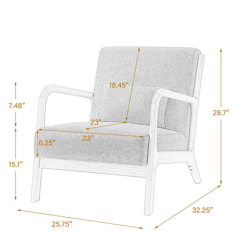 Leon moderne gestoffeerde accentfauteuils in mid-century-stijl – set van 2