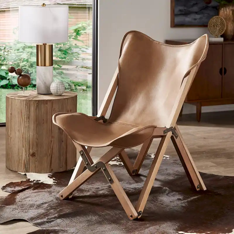 Cantu Tripolina-slingfauteuil van echt volnerfleer van iNSPIRE Q Modern
