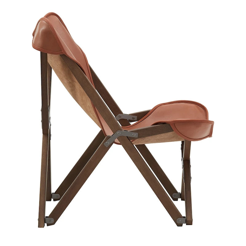 Cantu Genuine Top Grain Leather Tripolina Sling Chair by iNSPIRE Q Modern