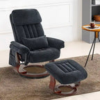 MCombo Swivel Recliner with Ottoman, Leisure Office Chair, Ergonomic Lounge chair, Chenille Fabric 4687