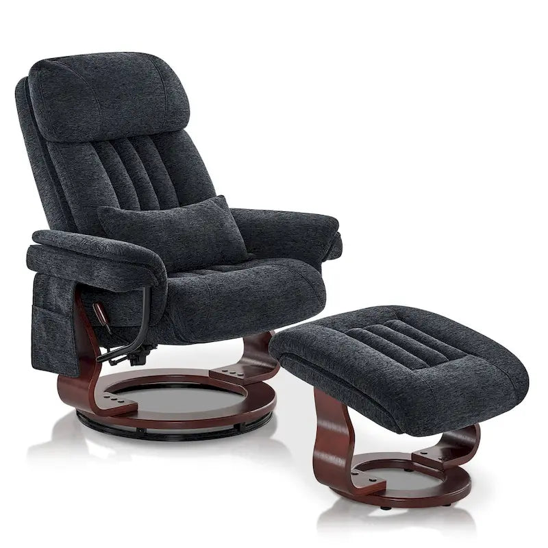 MCombo draaibare relaxfauteuil met voetenbank, comfortabele bureaustoel, ergonomische loungestoel, chenillestof 4687