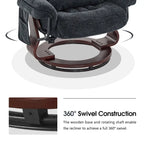 MCombo draaibare relaxfauteuil met voetenbank, comfortabele bureaustoel, ergonomische loungestoel, chenillestof 4687