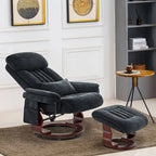 MCombo draaibare relaxfauteuil met voetenbank, comfortabele bureaustoel, ergonomische loungestoel, chenillestof 4687