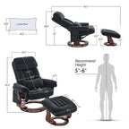 MCombo draaibare relaxfauteuil met voetenbank, comfortabele bureaustoel, ergonomische loungestoel, chenillestof 4687