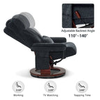MCombo draaibare relaxfauteuil met voetenbank, comfortabele bureaustoel, ergonomische loungestoel, chenillestof 4687