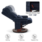 MCombo draaibare relaxfauteuil met voetenbank, comfortabele bureaustoel, ergonomische loungestoel, chenillestof 4687