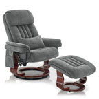 MCombo draaibare relaxfauteuil met voetenbank, comfortabele bureaustoel, ergonomische loungestoel, chenillestof 4687
