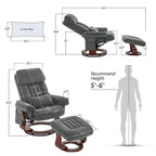 MCombo draaibare relaxfauteuil met voetenbank, comfortabele bureaustoel, ergonomische loungestoel, chenillestof 4687