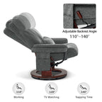 MCombo draaibare relaxfauteuil met voetenbank, comfortabele bureaustoel, ergonomische loungestoel, chenillestof 4687