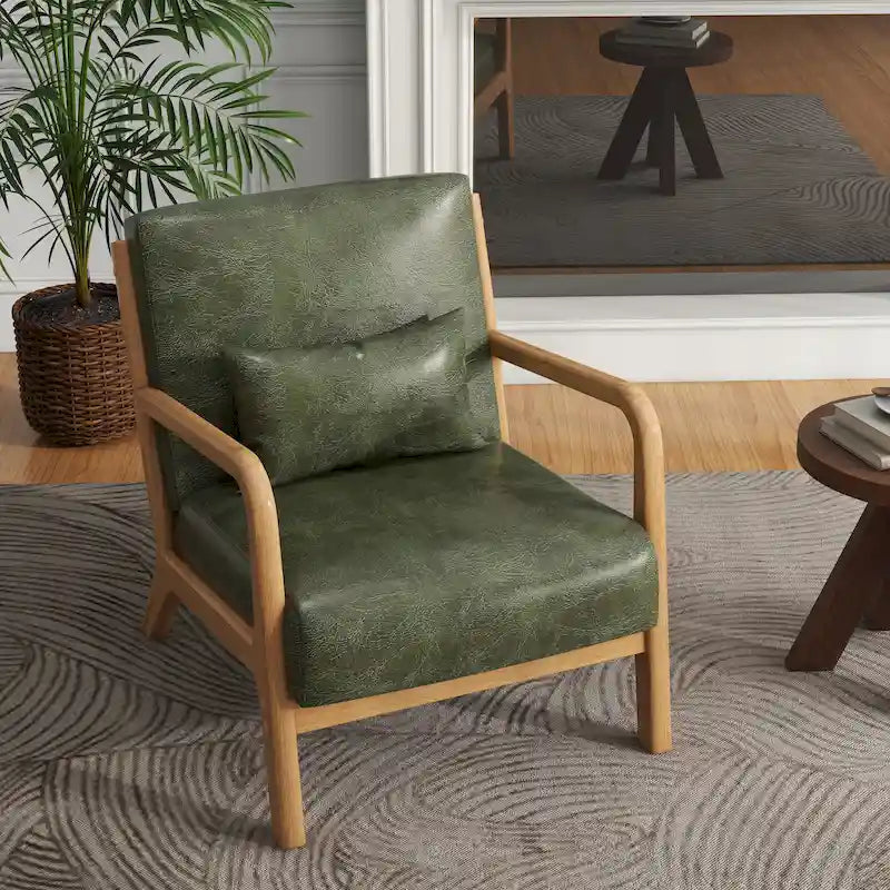Silla decorativa tapizada moderna de mediados de siglo con estructura de madera