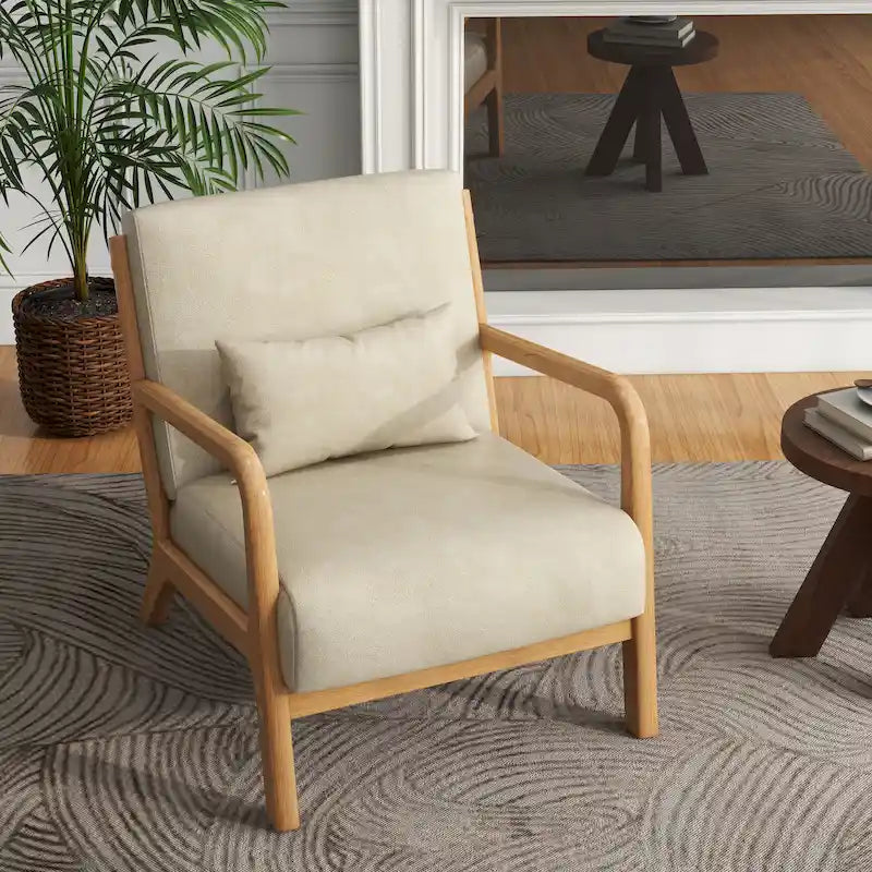 Silla decorativa tapizada moderna de mediados de siglo con estructura de madera