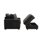 Oversized Cotton Flannel Chaise Longue with Storage Ottoman