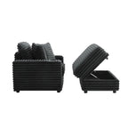Oversized Cotton Flannel Chaise Longue with Storage Ottoman