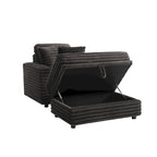Oversized Cotton Flannel Chaise Longue with Storage Ottoman