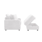 Oversized Cotton Flannel Chaise Longue with Storage Ottoman