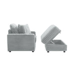 Oversized Cotton Flannel Chaise Longue with Storage Ottoman