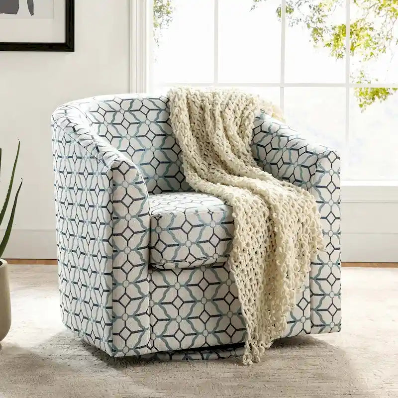 Sillón barril moderno tapizado Cuenca con base giratoria