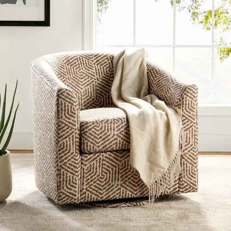 Sillón barril moderno tapizado Cuenca con base giratoria