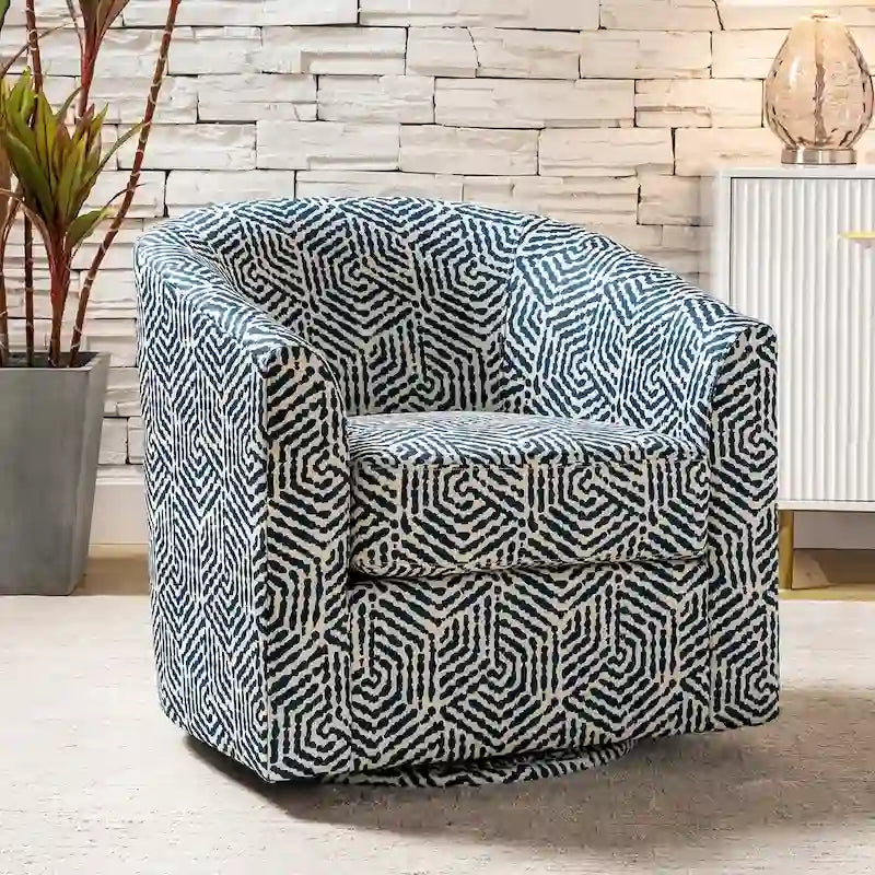 Sillón barril moderno tapizado Cuenca con base giratoria