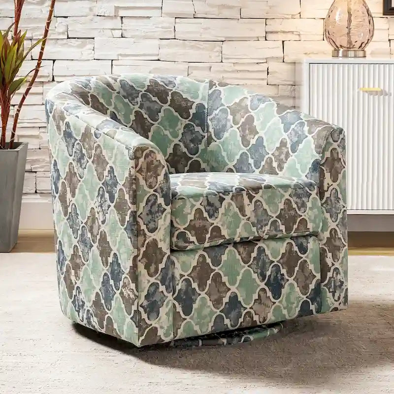 Sillón barril moderno tapizado Cuenca con base giratoria