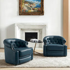 Felipe Modern Genuine Leather Swivel Chair With Tufted Back Set of 2 By HULALA HOME