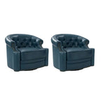 Felipe Modern Genuine Leather Swivel Chair With Tufted Back Set of 2 By HULALA HOME
